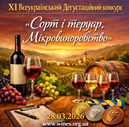  У Києві відбудеться ХІ-й Всеукраїнський дегустаційний конкурс «Сорт і теруар. Мікровиноробство»