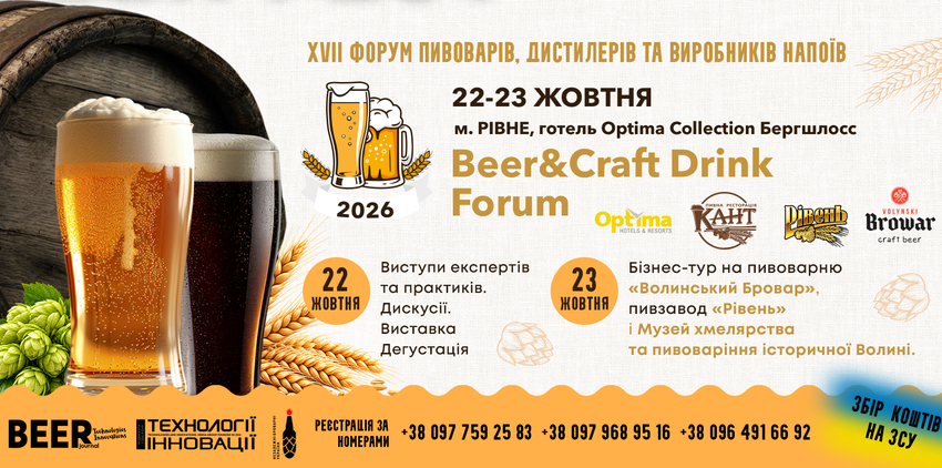  XVII Beer&Craft Drink Forum відбудеться 22–23 жовтня: сильні броварні, сильні бренди, сильна Україна
