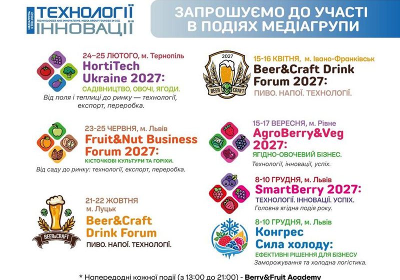  КАЛЕНДАР ЗАХОДІВ МЕДІАГРУПИ «ТЕХНОЛОГІЇ ТА ІННОВАЦІЇ»: ПЛАНУЄМО СЕЗОН 2027